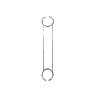 Minimalist S925 sterling silver double ring set with parallel chains in a sleek modern design