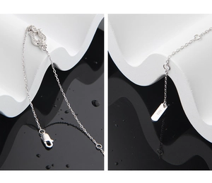 Detailed view of S925 sterling silver horseshoe pendant necklace with cubic zirconia