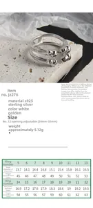Size chart for S925 sterling silver skull open ring with diameter and circumference specs