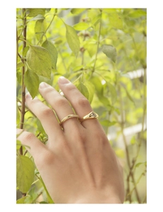 Close-up of gold S925 sterling silver rings with heart zircon and twisted rope design