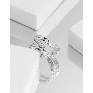 Minimalist S925 sterling silver U-shaped double layer chain open ring on mirror base