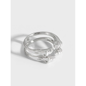 Minimalist 925 Sterling Silver Adjustable Open Ring For Women Niche Molten Liquid Metal Design Irregular Finger Ring