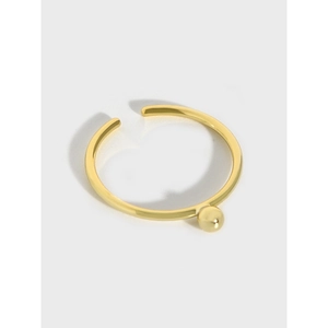 Bague Ouverte Minimaliste en Argent Sterling S925 Avec Perle d'Or pour Femme Bague Géométrique Réglable Bijoux Cadeau