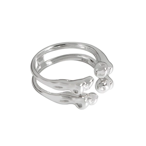 Minimalist S925 sterling silver open ring with irregular liquid metal texture design
