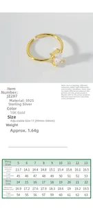 Guida alle taglie per anello in argento S925 con misure dettagliate e diametro interno