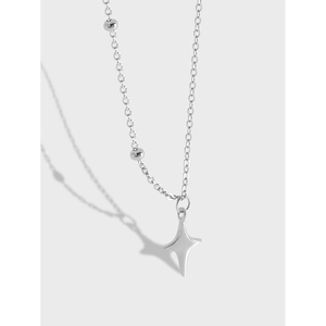 Minimalist 925 Sterling Silver North Star Necklace For Women Asymmetric Clavicle Chain Four Pointed Star Pendant Gift