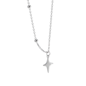 Minimalist S925 sterling silver star pendant necklace with asymmetric chain design