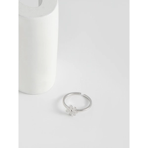 Anello minimalista a margherita in argento sterling S925 con fascia aperta regolabile