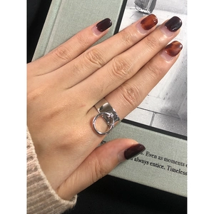 Minimalist S925 sterling silver wide band ring with a dangling solid circle charm