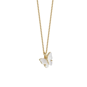 Collier élégant en argent S925 avec pendentif papillon en nacre blanche finition dorée