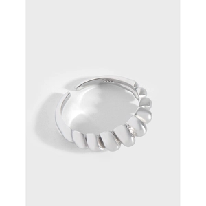 925 Sterling Silver Croissant Ring For Women Minimalist Adjustable Open Ring French Vintage Spiral Textured Jewelry Gift
