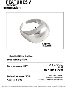 S925 sterling silver ring specifications with dimensions and 13.20mm width details