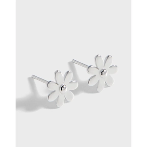 925 Sterling Silver Daisy Flower Stud Earrings For Women Korean Minimalist Niche Design Botanical Floral Electroplated Earrings Jewelry