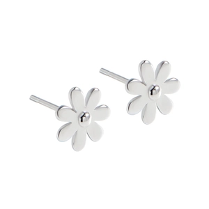 Elegant S925 sterling silver daisy stud earrings with minimalist eight-petal floral design