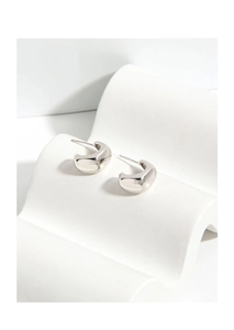 Polished S925 sterling silver chunky C-shaped stud earrings with minimalist design
