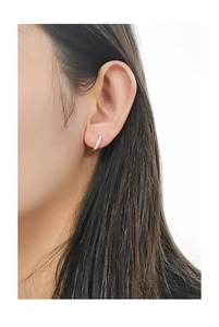 Close-up of S925 silver ear cuff with rose gold finish and micro-pave white zircons
