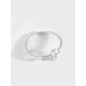 Minimalist S925 Sterling Silver Cross Ring For Women Geometric Hollow Adjustable Open Finger Ring Fashion Jewelry Gift