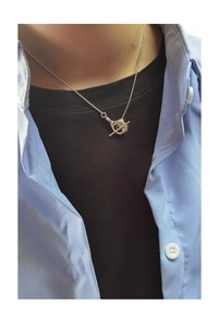 Close-up of S925 sterling silver bead chain necklace with a stylish toggle clasp