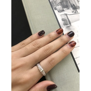 Textured S925 silver heart ring for women with minimalist wrinkled design worn on finger