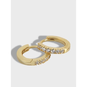 S925 Sterling Silver Huggie Hoop Earrings For Women Minimalist 18K Gold Plated Pave Rhinestone Small Hoop Earrings Jewelry Gift