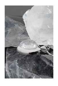 Detailed view of S925 sterling silver moonstone pendant nested on white crystal rocks