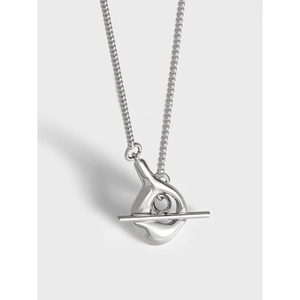 Minimalist S925 Sterling Silver Round Bead Chain Toggle Clasp Necklace For Women Niche Design Korean Style Clavicle Jewelry
