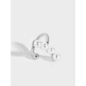 925 Sterling Silver Artificial Pearl Ear Cuff Minimalist Korean Style Elegant Single Row Shell Artificial Pearl Non Pierced Earrings For Women