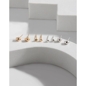 S925 sterling silver minimalist geometric stud earrings set in gold and silver finish