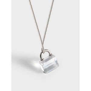 925 Sterling Silver Transparent Zirconia Lock Pendant Necklace For Women Minimalist Dainty Platinum Plated Clavicle Chain Jewelry