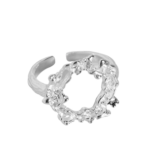 Minimalistischer S925 Sterling Silber Ring mit unregelmäßiger Lava-Textur für Damen
