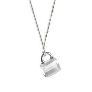 Minimalist S925 sterling silver necklace featuring a zircon padlock handbag pendant