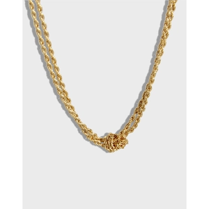 Collier Chaîne de Corde Nouée en Argent Sterling S925 Plaqué Or Style Minimaliste Ins Chaîne de Clavicule pour Femmes Bijoux Cadeau