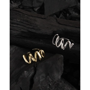 S925 sterling silver minimalist wavy twisted open rings in gold and silver finish