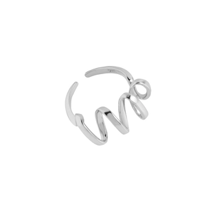 Minimalist S925 sterling silver twisted wave ring with adjustable open design