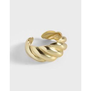S925 Sterling Silver Croissant Ring Women Korean INS Style Minimalist Twist Open Adjustable Finger Ring Elegant Jewelry