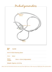Detail specifications of S925 sterling silver snake chain bracelet showing 1.6mm width