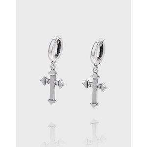Orecchini a Cerchietto Croce in Argento Sterling 925 Vintage per Donna Minimalisti Gotici Con Zirconia Gioielli Retrò