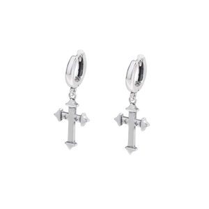 Orecchini a cerchio S925 in argento sterling con pendente a croce in zircone gotico