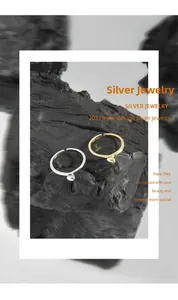 Detail of S925 sterling silver stamp on minimalist open rings with small silver beads