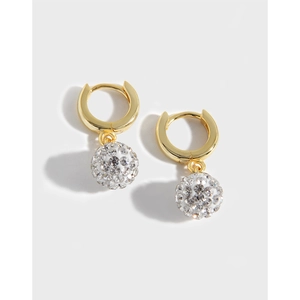 S925 Sterling Silver Earring Post Disco Ball Stud Earrings For Women Individual Minimalist Pave Rhinestone Hoop Earrings Jewelry Gift