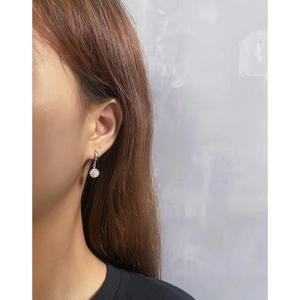 Elegant S925 silver disco ball earrings with sparkling pave-set white gemstones