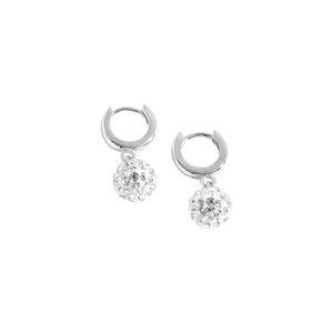 Elegant S925 sterling silver hoop earrings with sparkling disco ball cubic zirconia charms