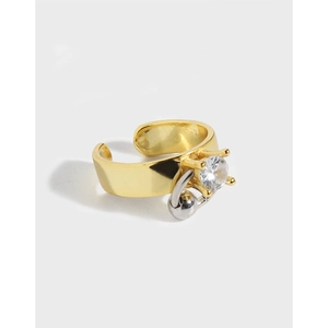 Boucles d'Oreilles Clips Minimalistes en Argent Sterling 925 Sans Perçage pour Femme Zirconia Or Argent Bicolore Bijoux Géométriques Cadeau