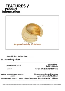 Technical dimensions and specifications for these S925 sterling silver hoop earrings