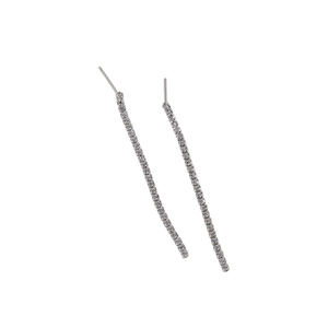 Elegant S925 silver linear drop earrings with sparkling micro-pave cubic zirconia stones