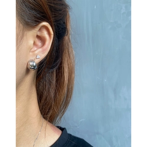 Polished silver geometric drop earrings for women with a minimalist metallic finish