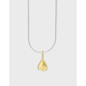 925 Sterling Silver Heart Pendant Necklace For Women Two-Tone Gold Silver Plated Snake Chain Minimalist Geometric Jewelry