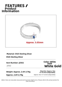 Detail showing S925 sterling silver ring dimensions and blue zircon inlay weight specifications