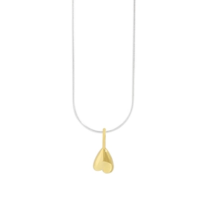 Minimalist S925 sterling silver snake chain necklace with a 3D bicolor heart pendant