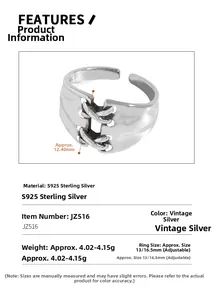 Detailed view of S925 sterling silver ring featuring vintage cross lace-up hollow design